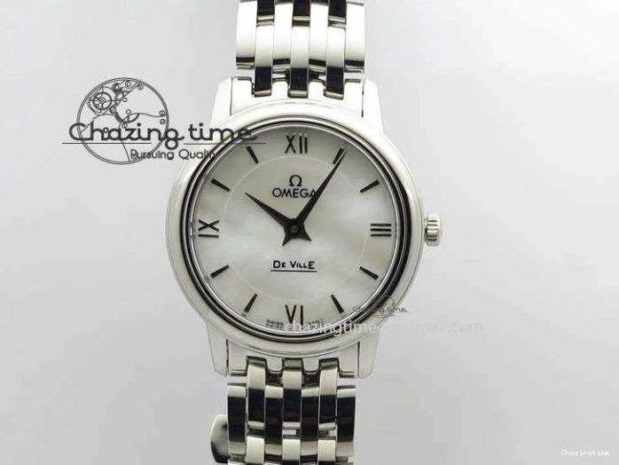 0505 Colorful De Ville 27mm Ladies MK 1:1 Best Edition White MOP Dial On SS Bracelet Ronda Quartz 8191